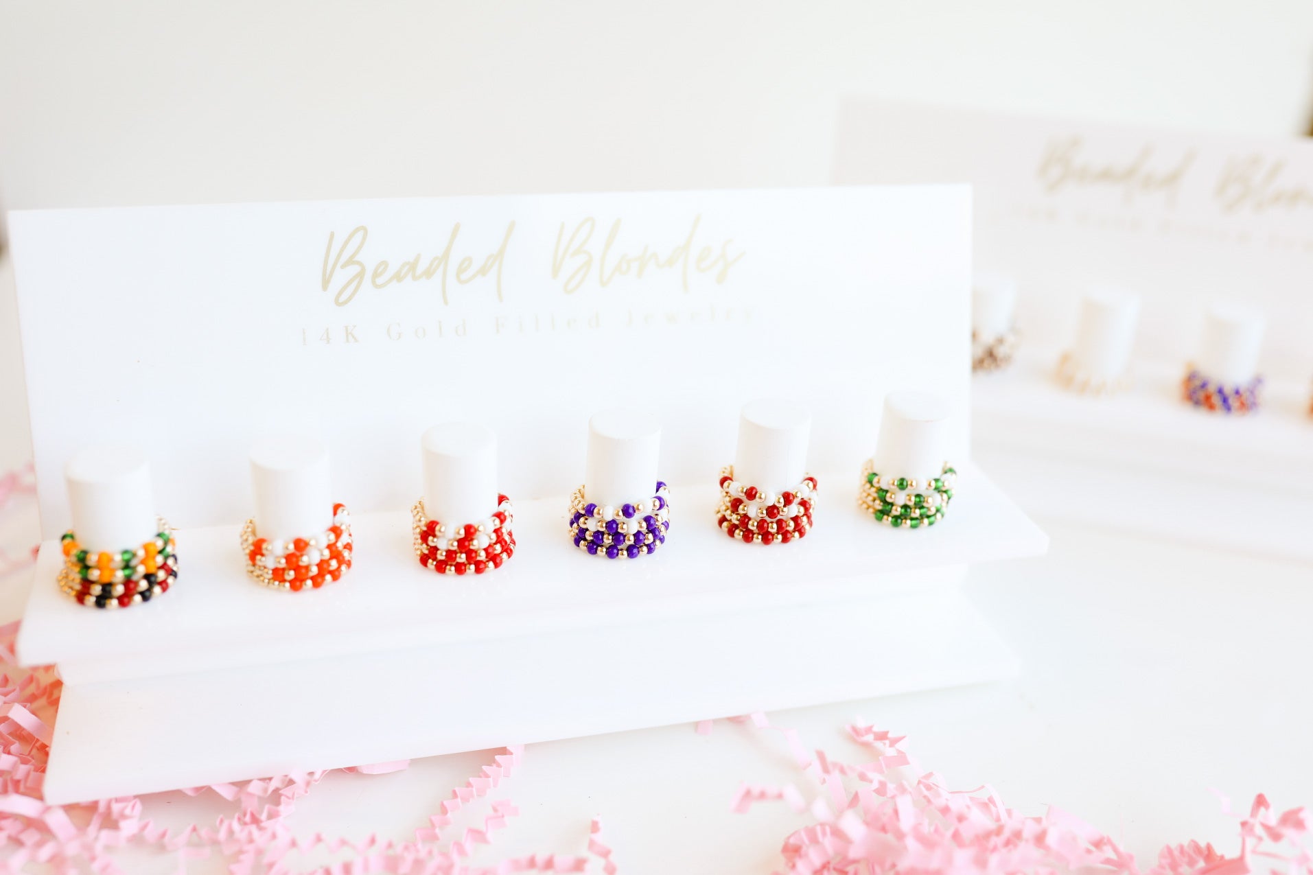 The Poppi Ring in Dark Red & White