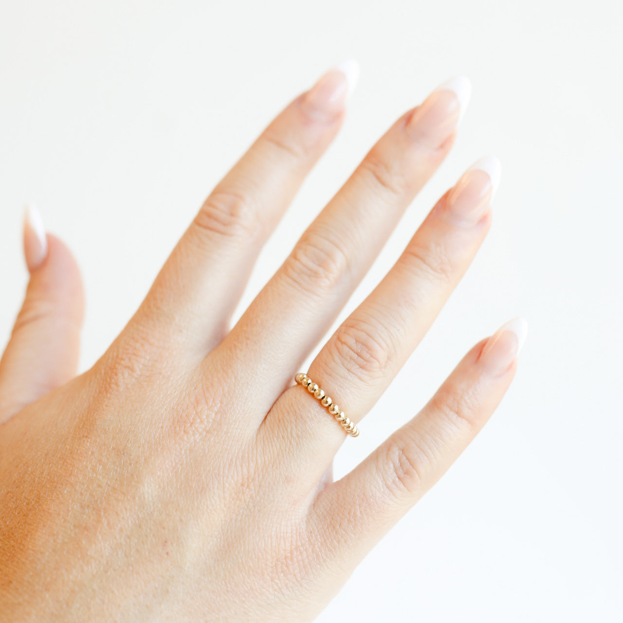 Ella 2.5MM Beaded Band Ring in Gold
