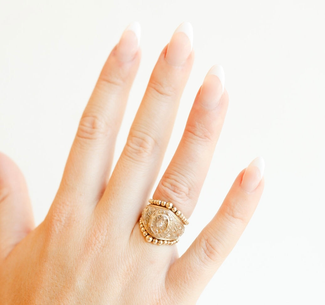 Lexi 2MM Gold Cascade Beaded Band Rings (set of 2)