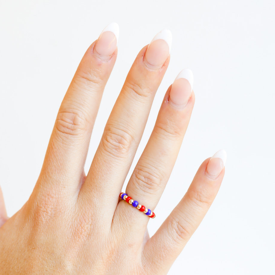 The Poppi Ring in Blue & Red
