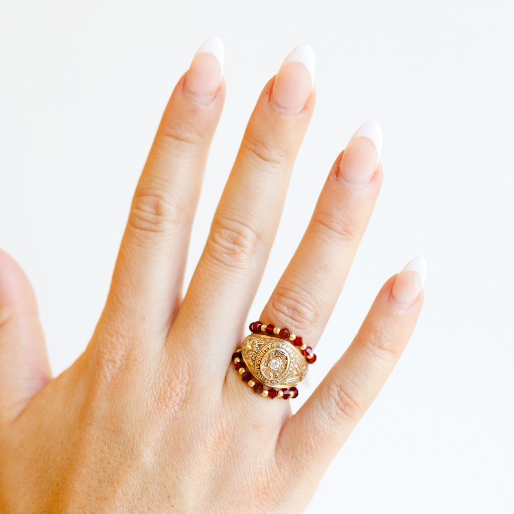 Maroon Swarovski Ring – Beaded Blondes - Main Image