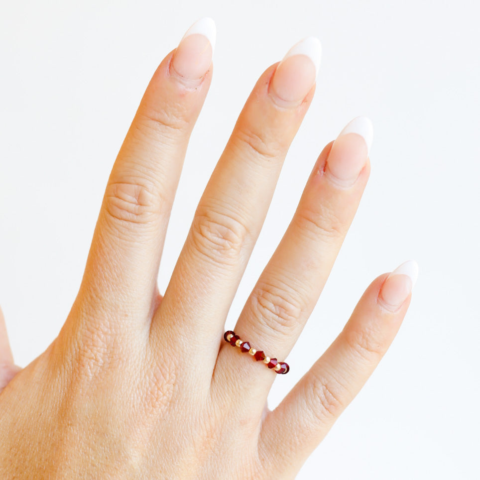 Maroon Swarovski Ring