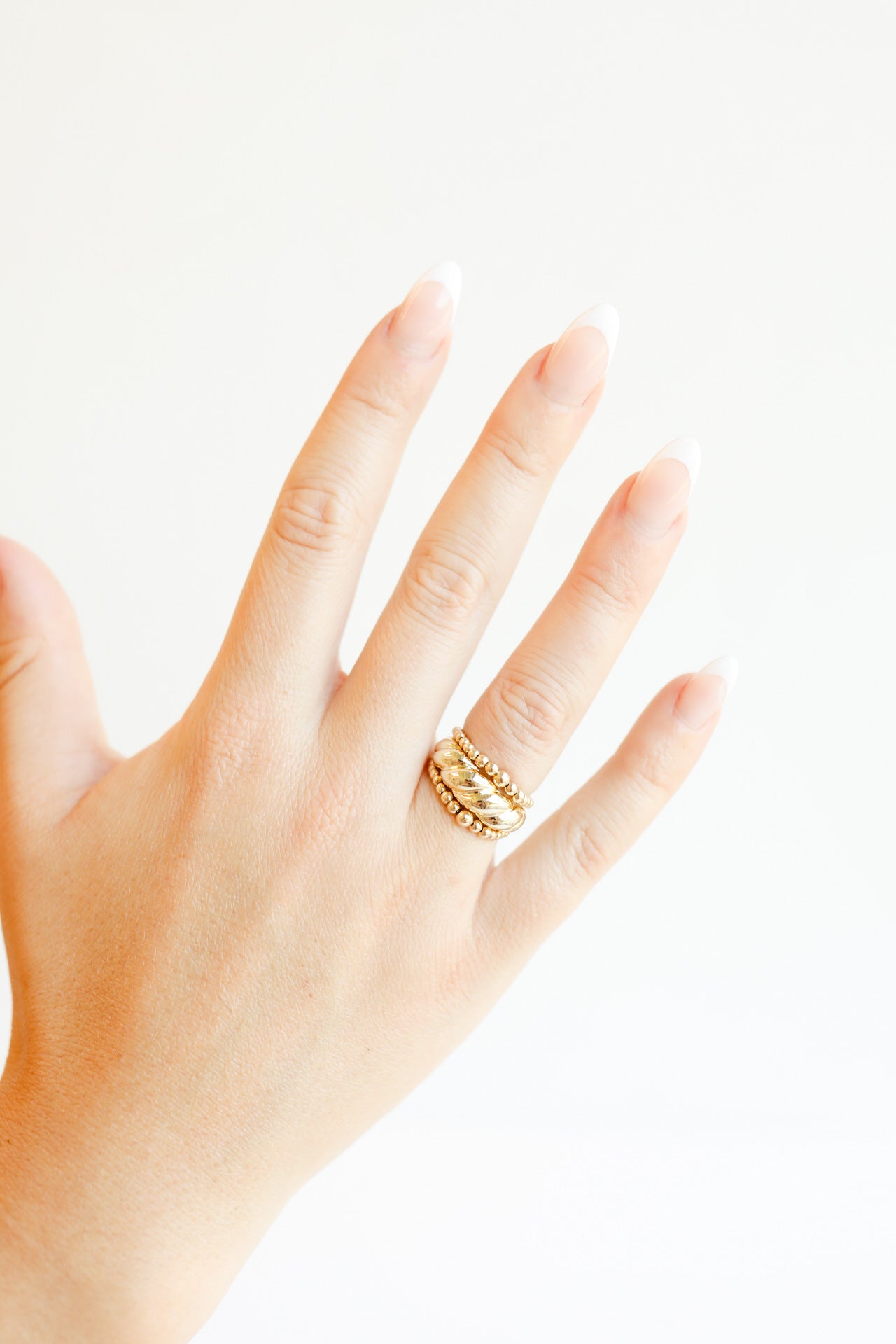 Lexi 2MM Gold Cascade Beaded Band Rings (set of 2)