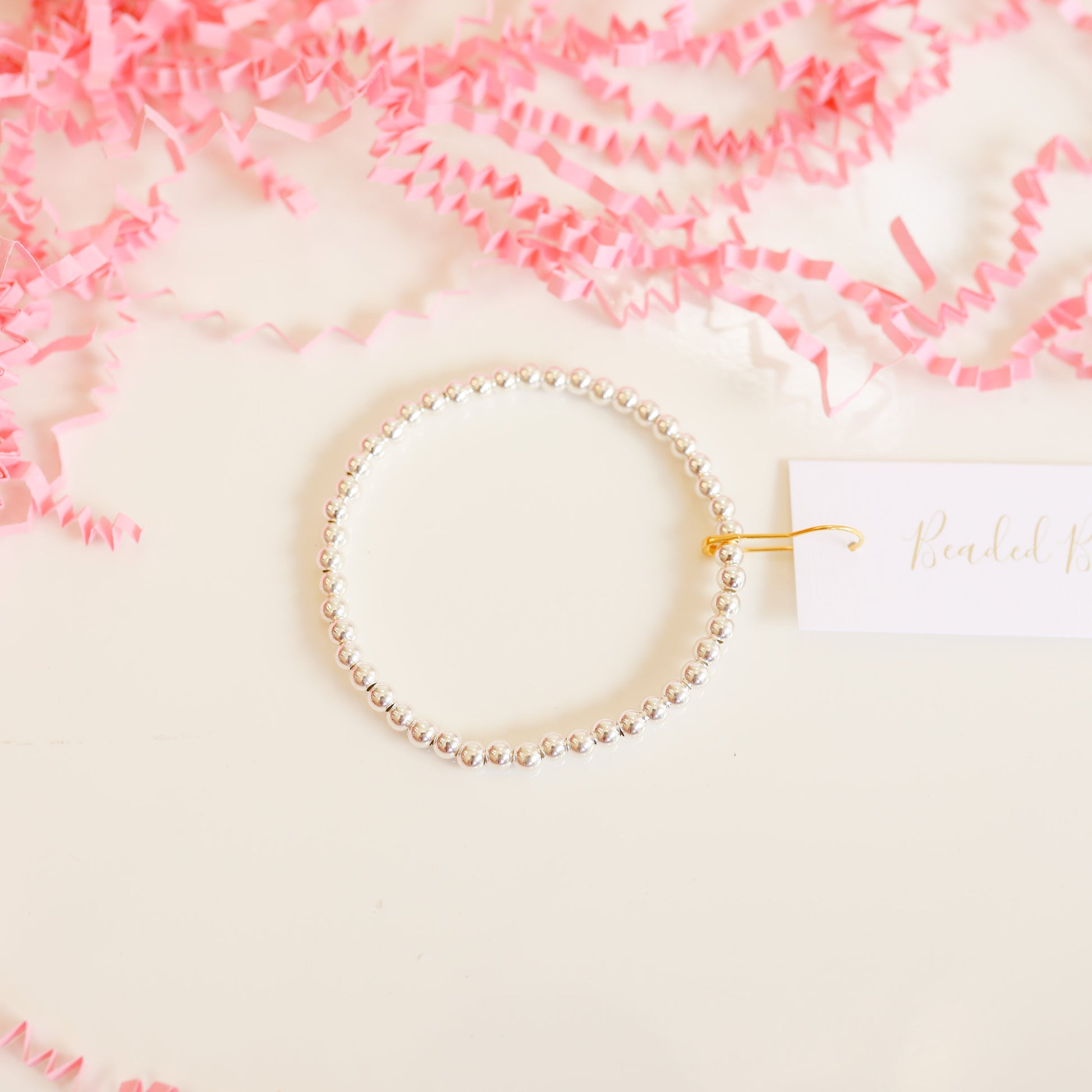 4MM Silver Beaded Bracelet (Kids Size)