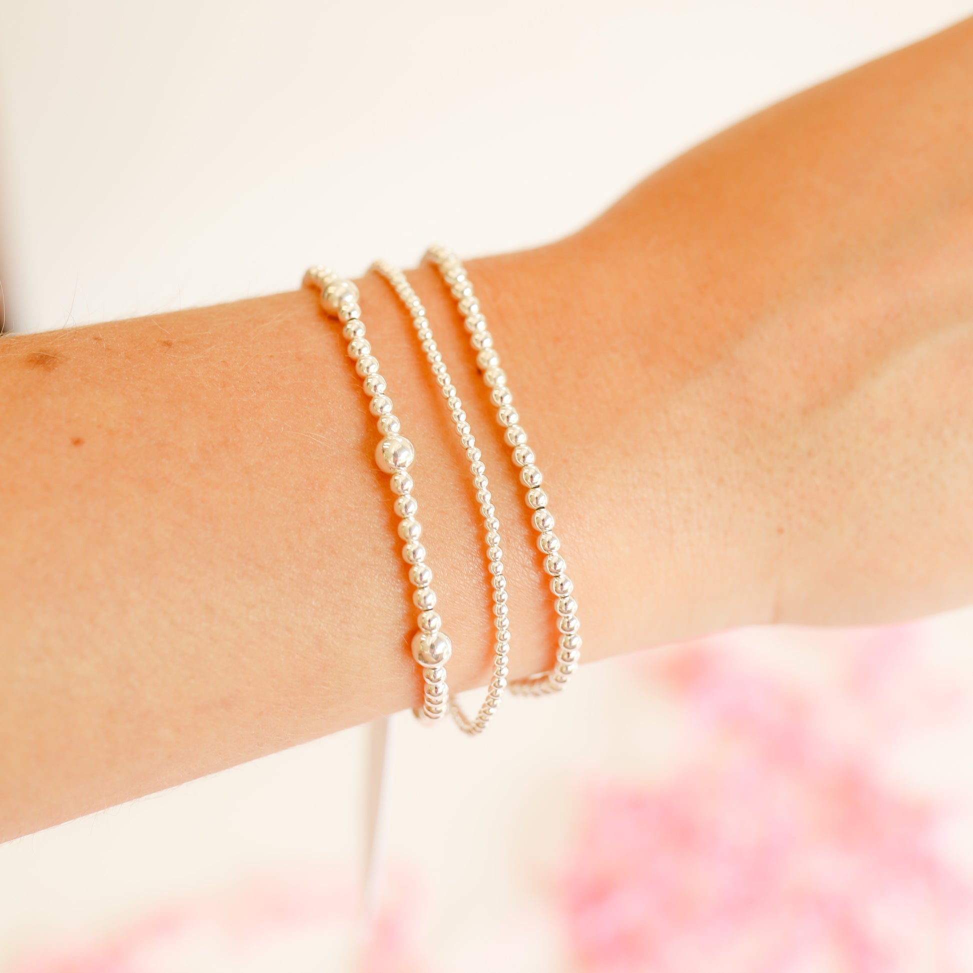 Dainty Everyday Bracelet Stack in Silver (Set of 3)