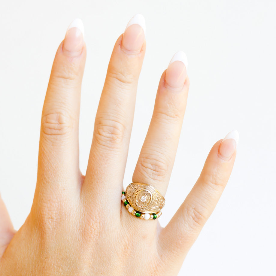 The Poppi Ring in Green & White