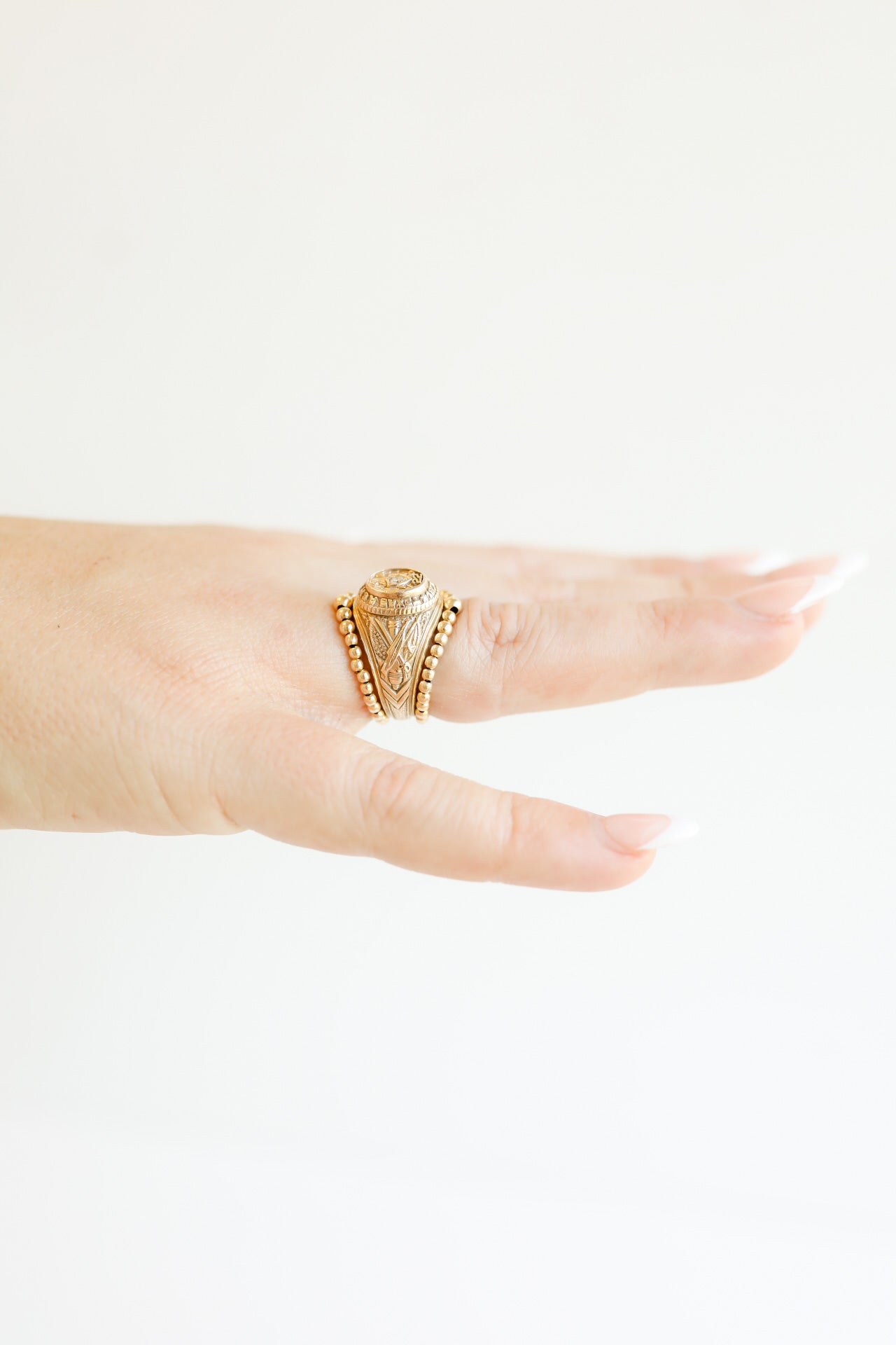 Lexi 2MM Gold Cascade Beaded Band Rings (set of 2)