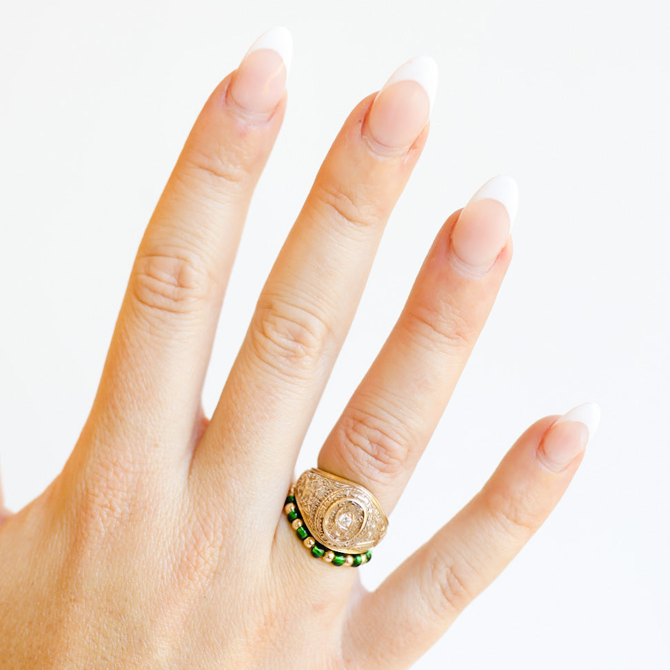 The Poppi Ring in Dark Green