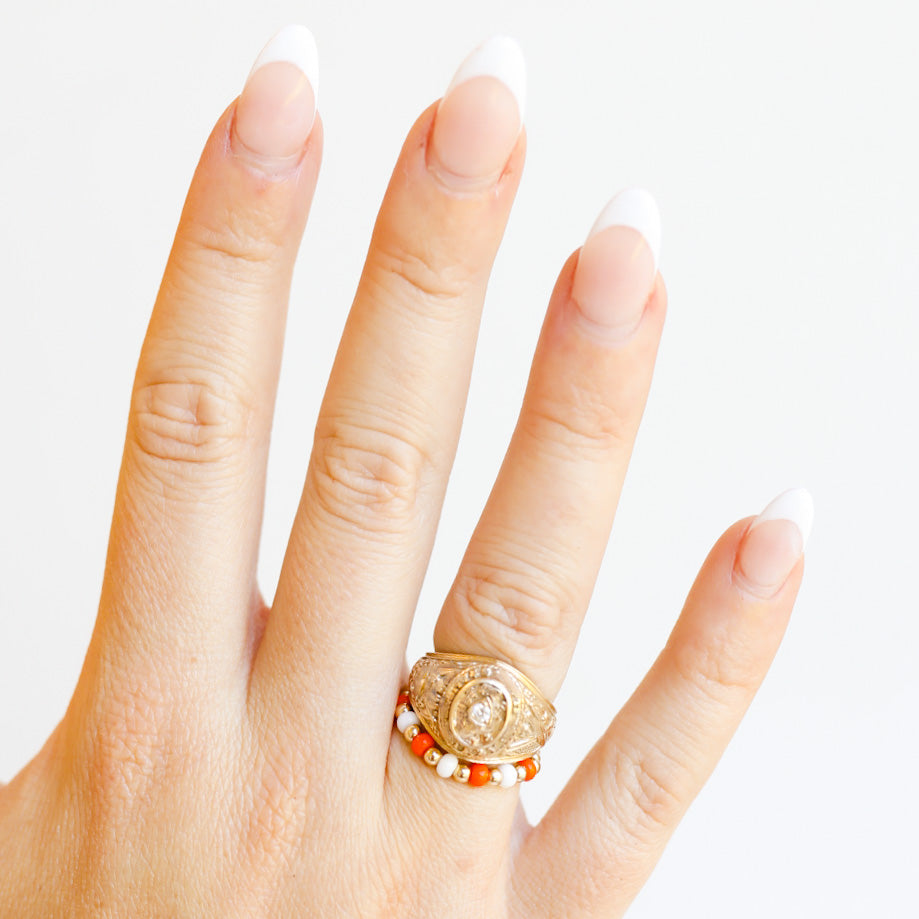 The Poppi Ring in Orange & White