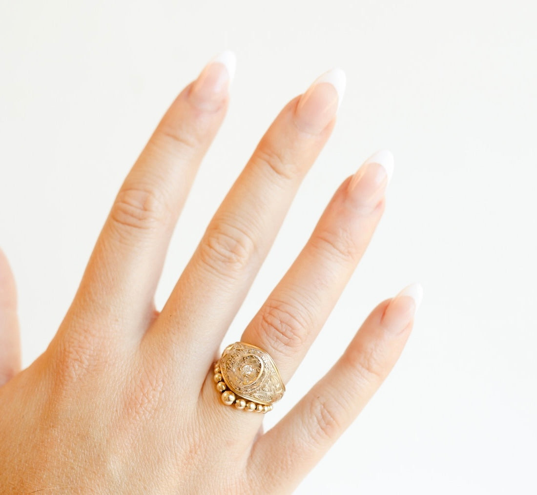 Lauren 3MM Gold Cascade Beaded Band Ring