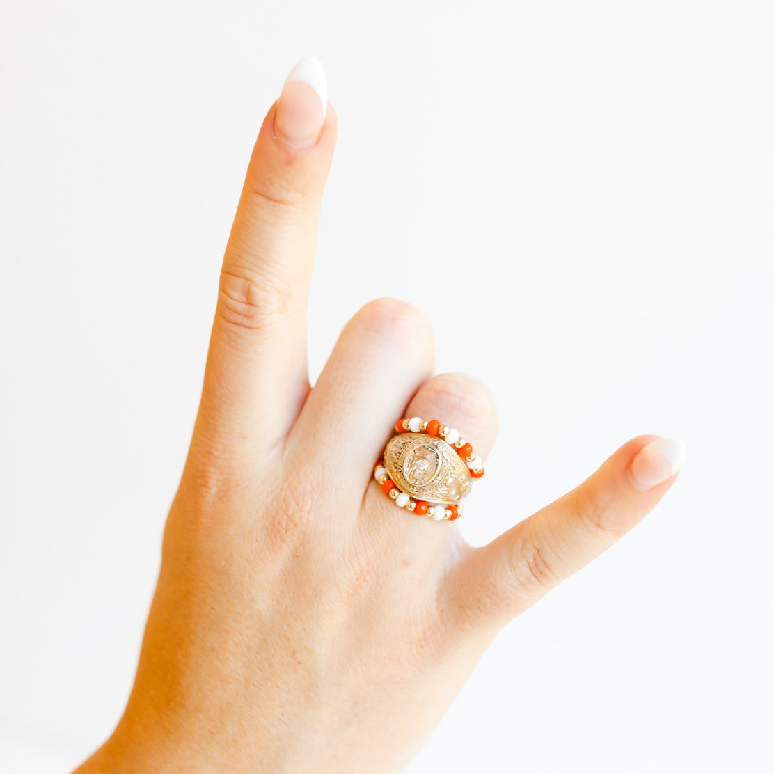 The Poppi Ring in Orange & White