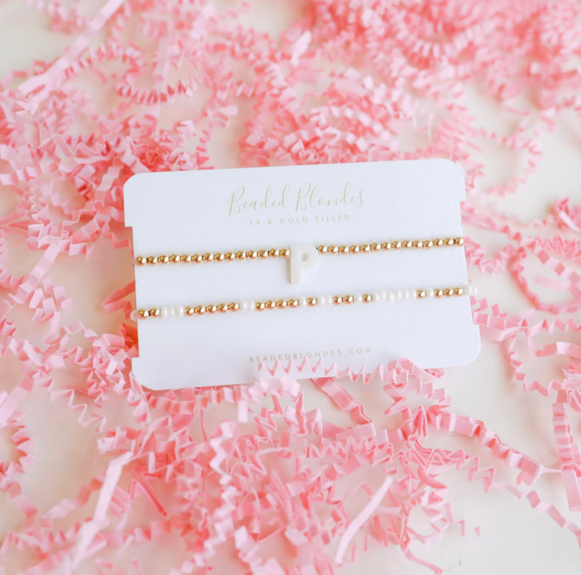 Pearl Initial Luster Bracelet Stack