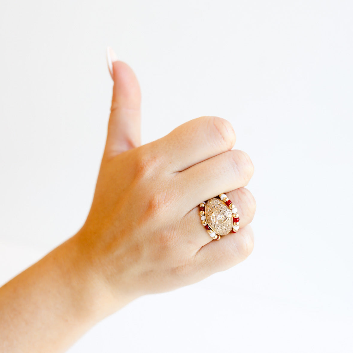 The Poppi Ring in Maroon & White