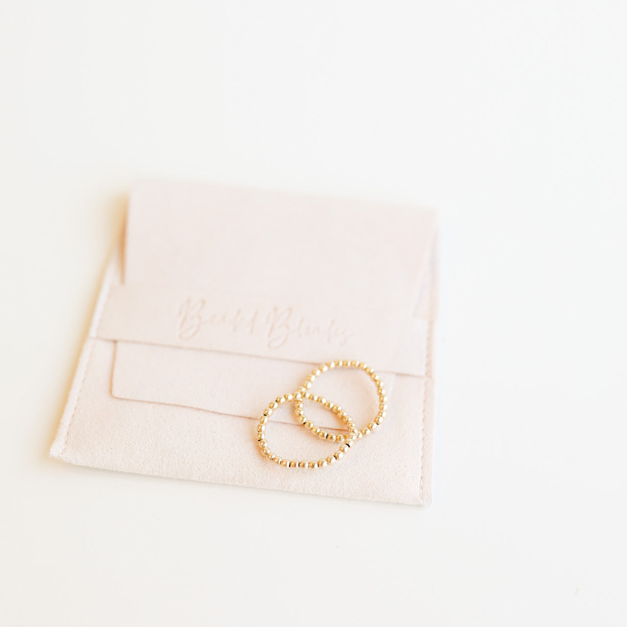 Lexi 2MM Beaded Band Rings in Gold (set of 2)