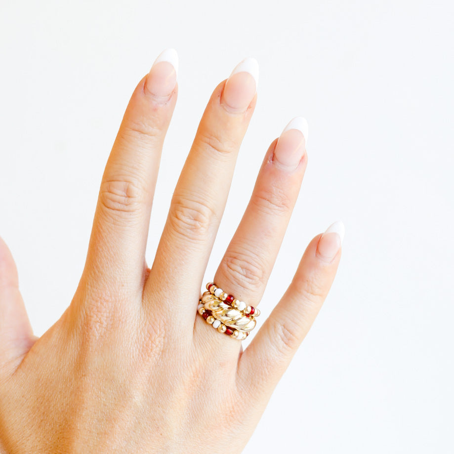 The Poppi Ring in Maroon & White