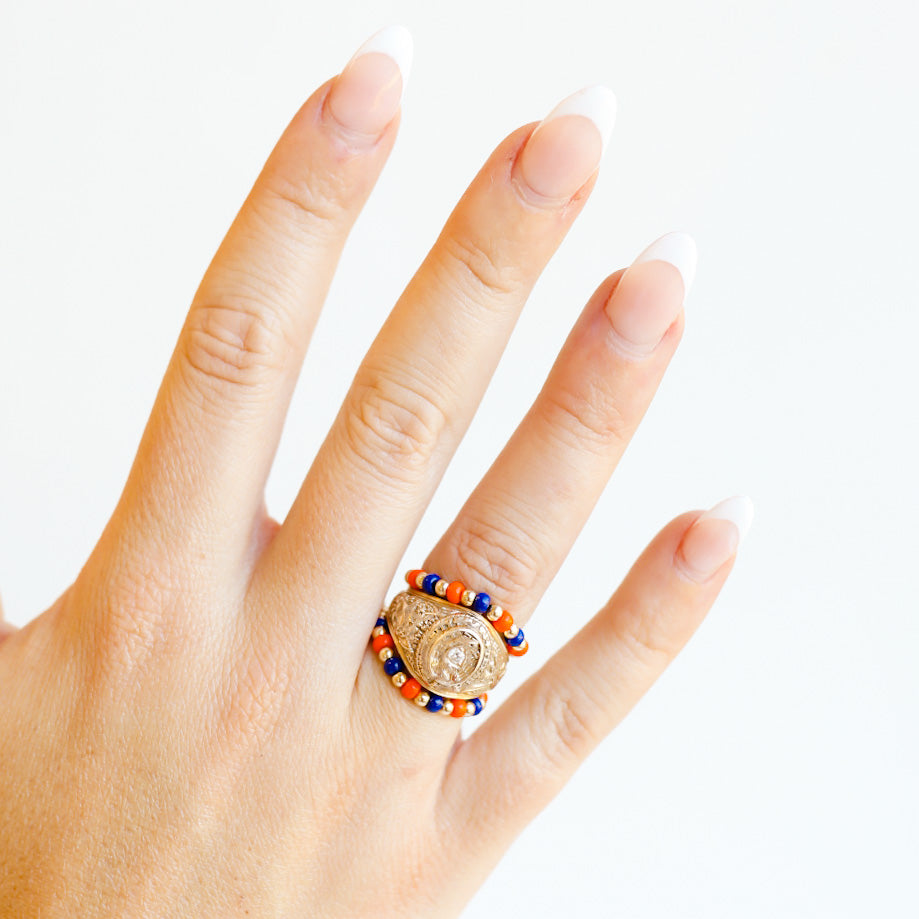 The Poppi Ring in Orange & Blue