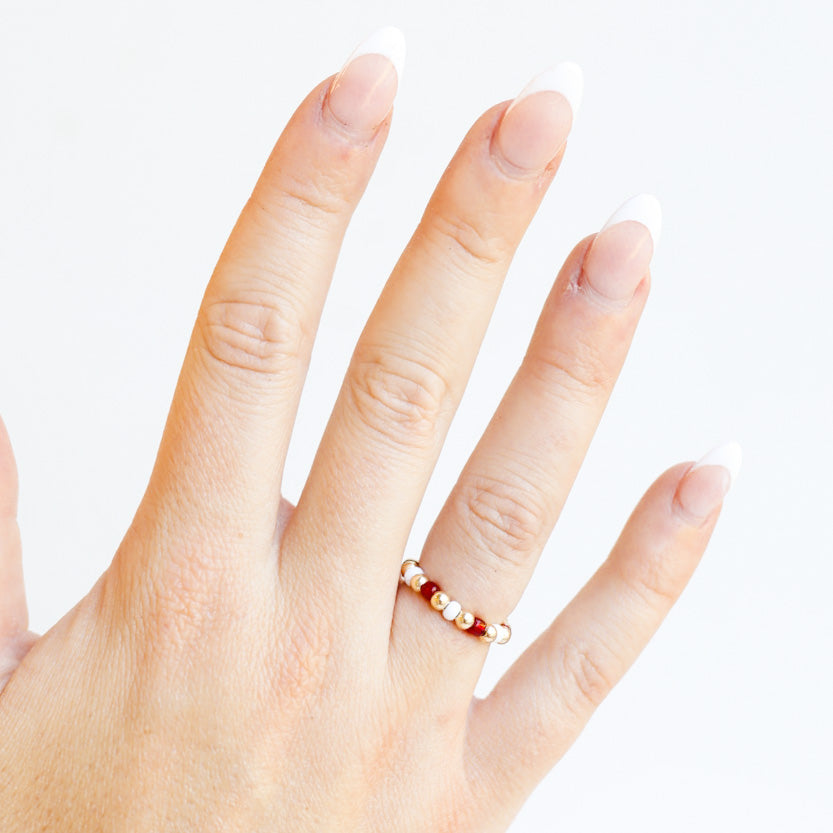 The Poppi Ring in Maroon & White