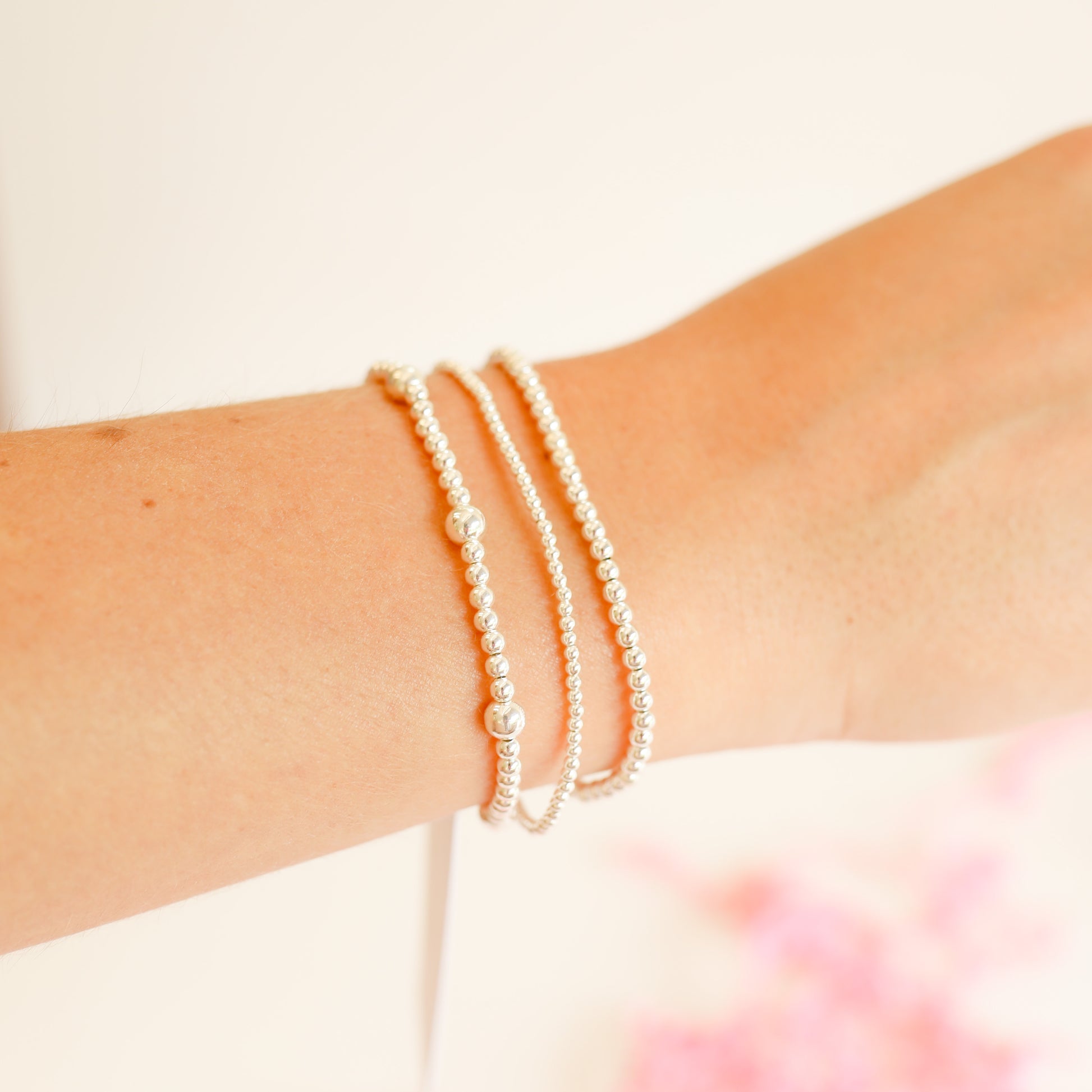 Dainty Everyday Bracelet Stack in Silver (Set of 3)