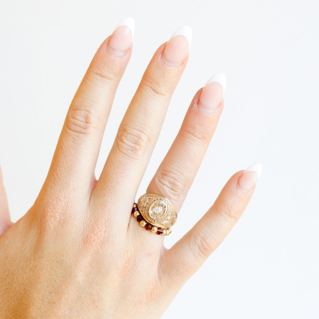 Maroon Swarovski Ring