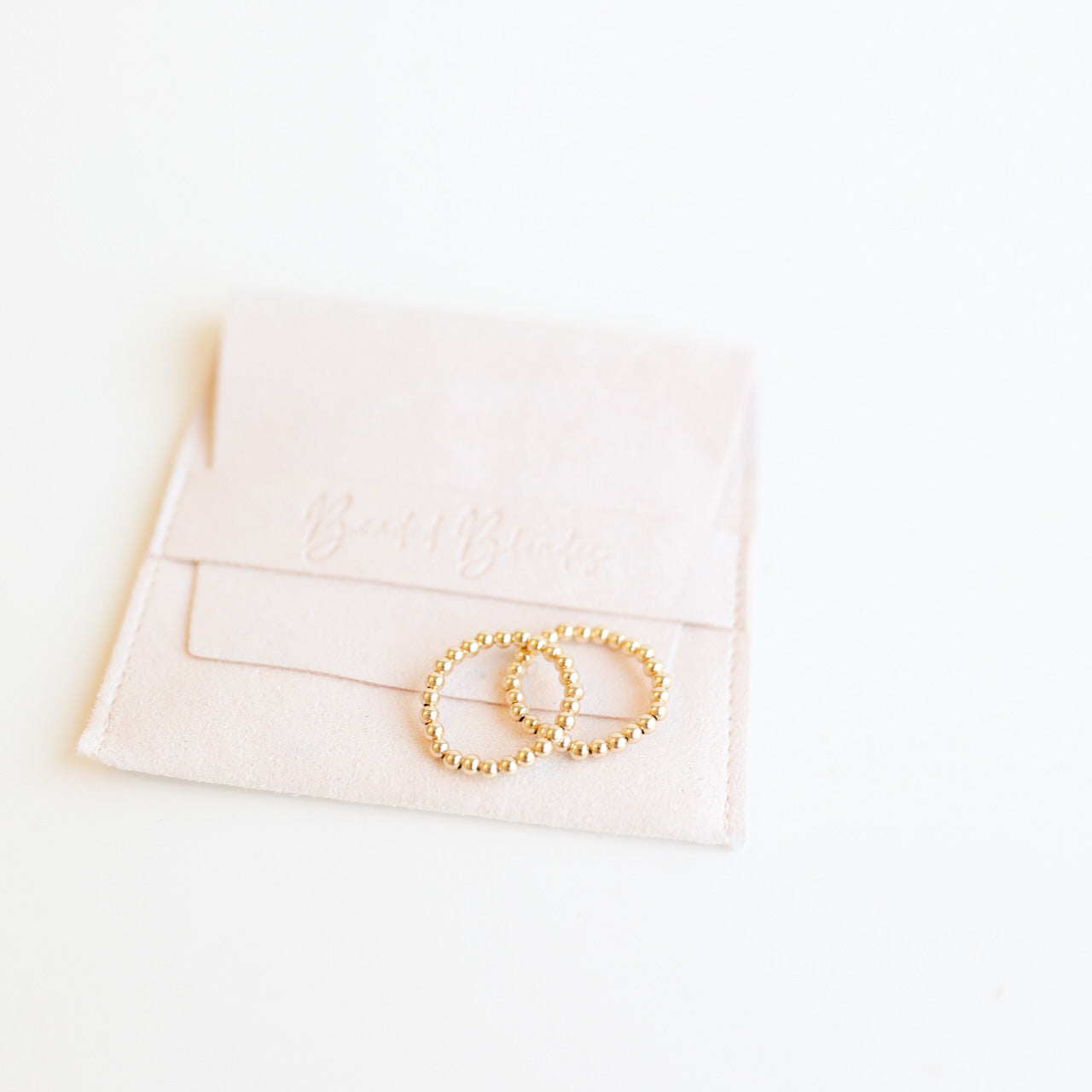 Ella 2.5MM Beaded Band Rings in Gold (set of 2)