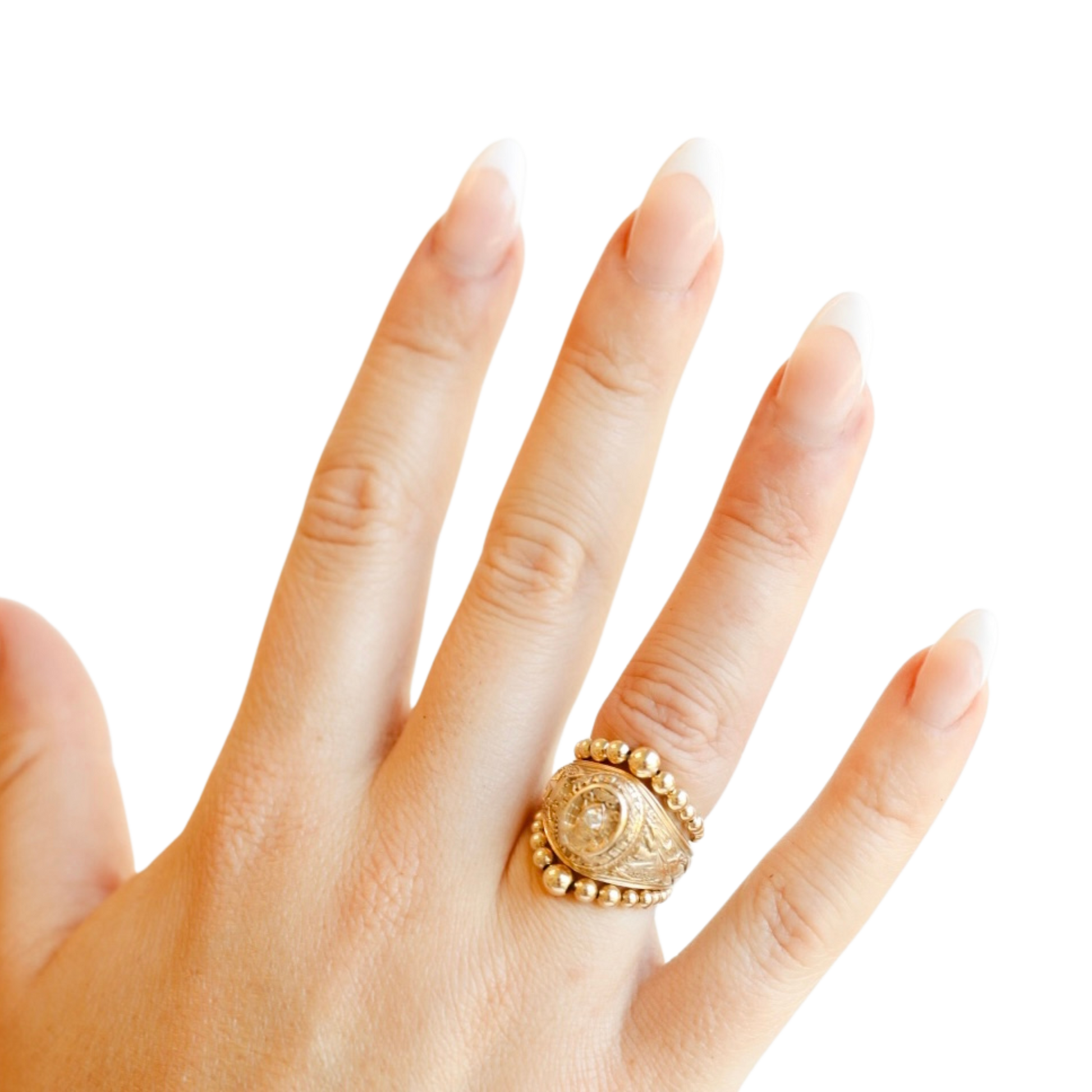 Lauren Gold Cascade Beaded Band Rings (set of 2)