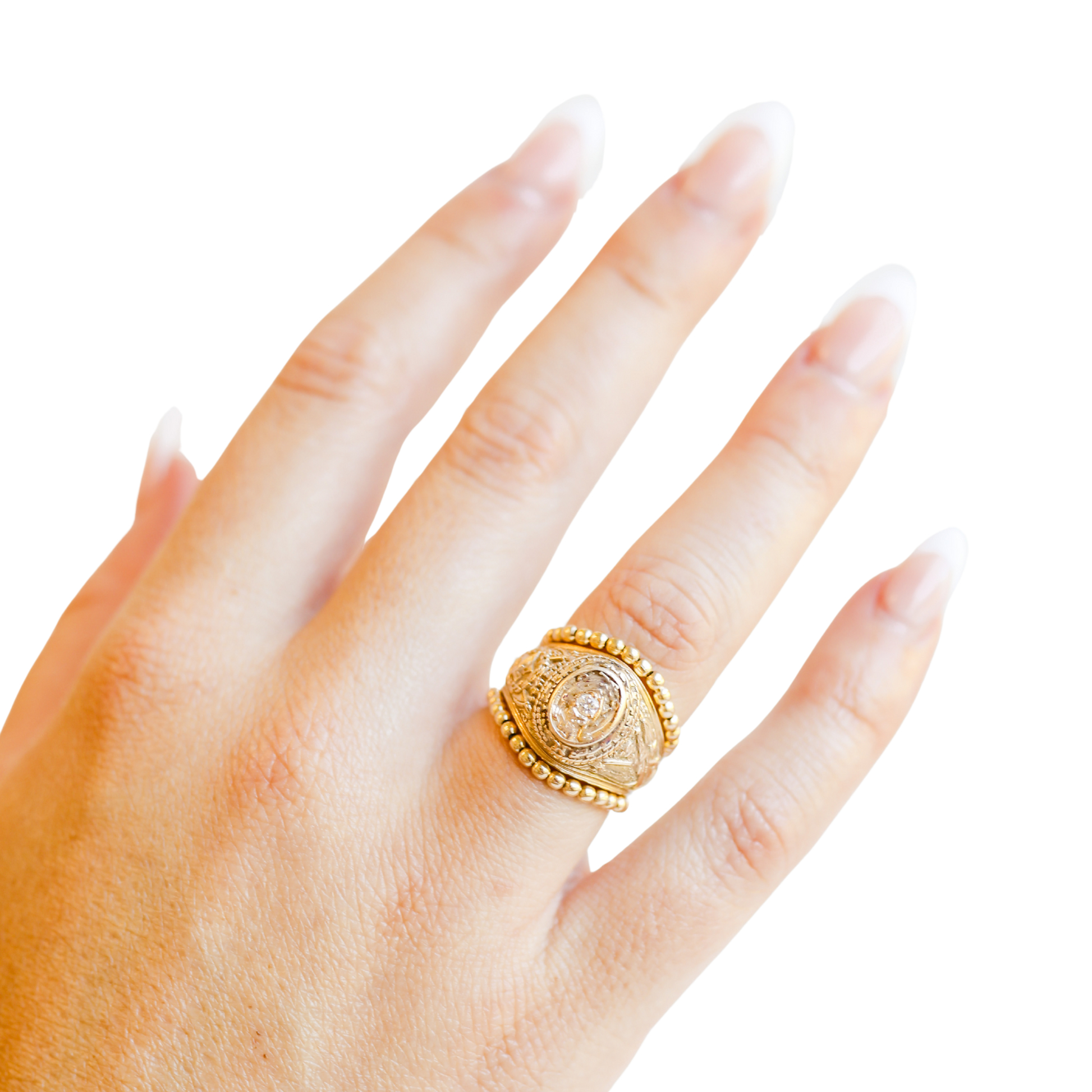 Lexi 2MM Beaded Band Rings in Gold (set of 2)