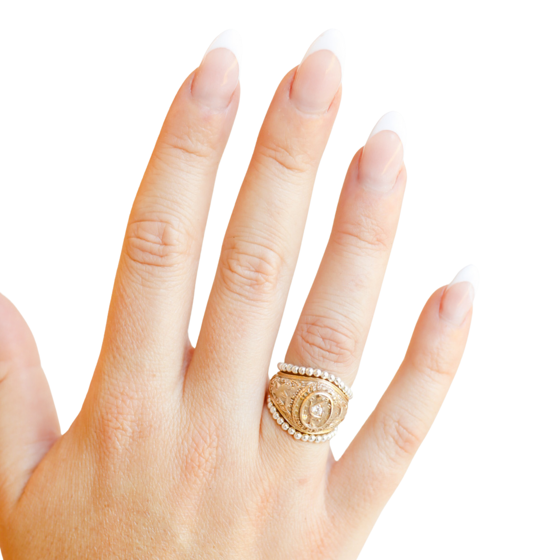 Lexi 2MM Beaded Band Rings in Silver (set of 2)