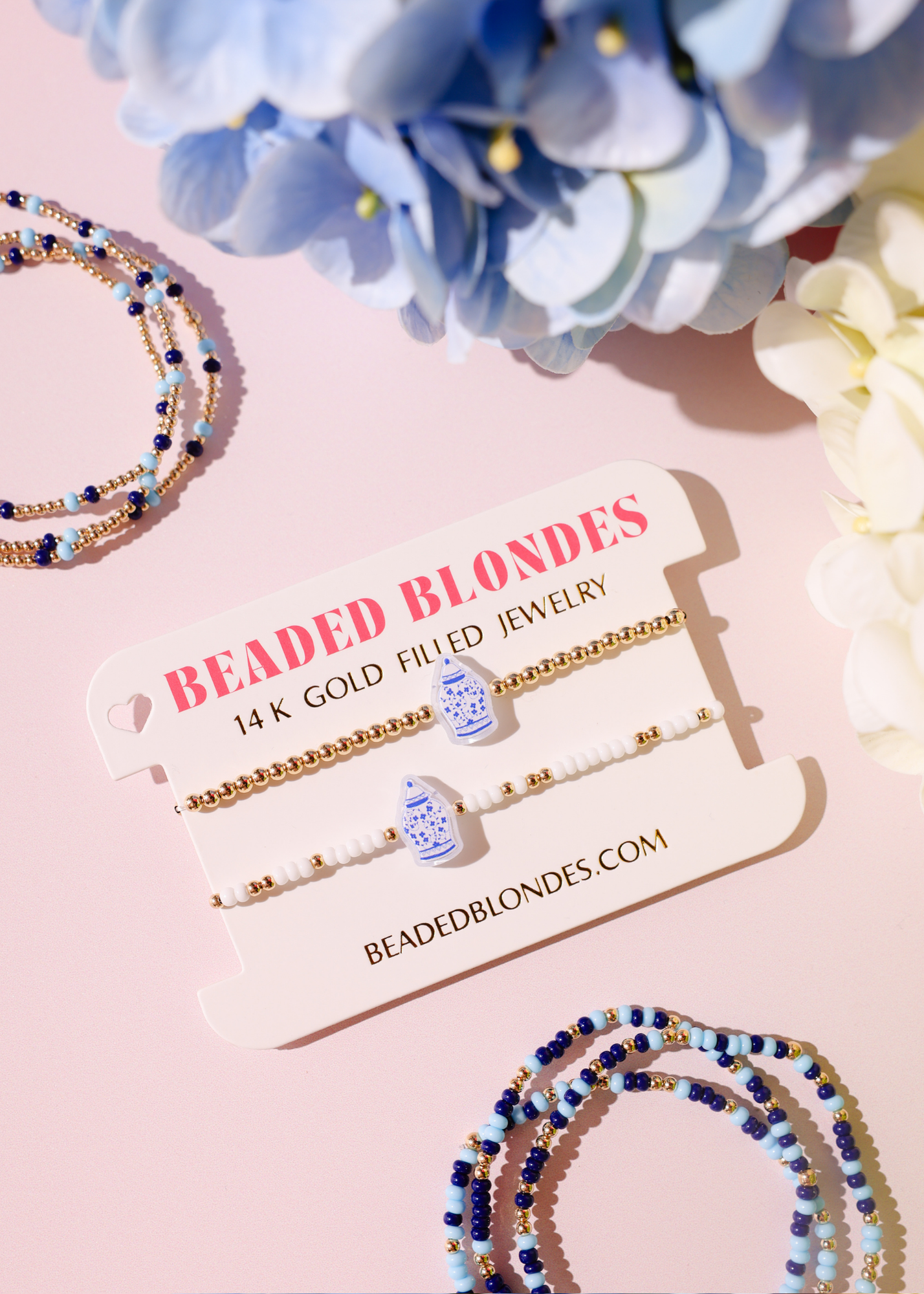 Powder Blue and Navy Sprinkle Bracelet