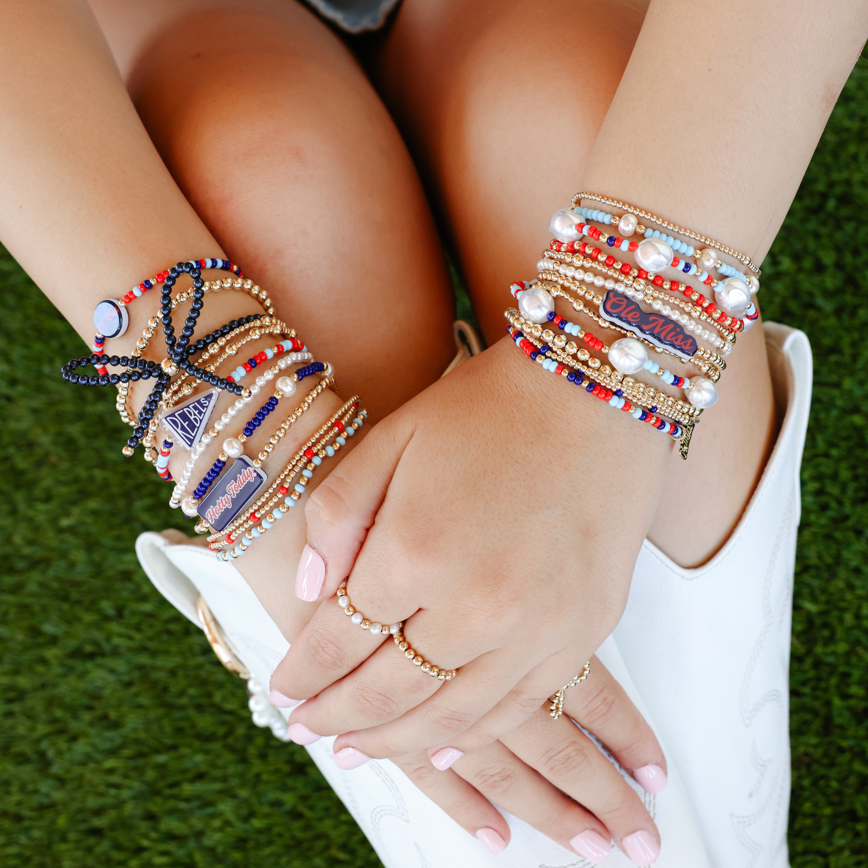 Ole Miss Logo Flip Bracelet on Gold
