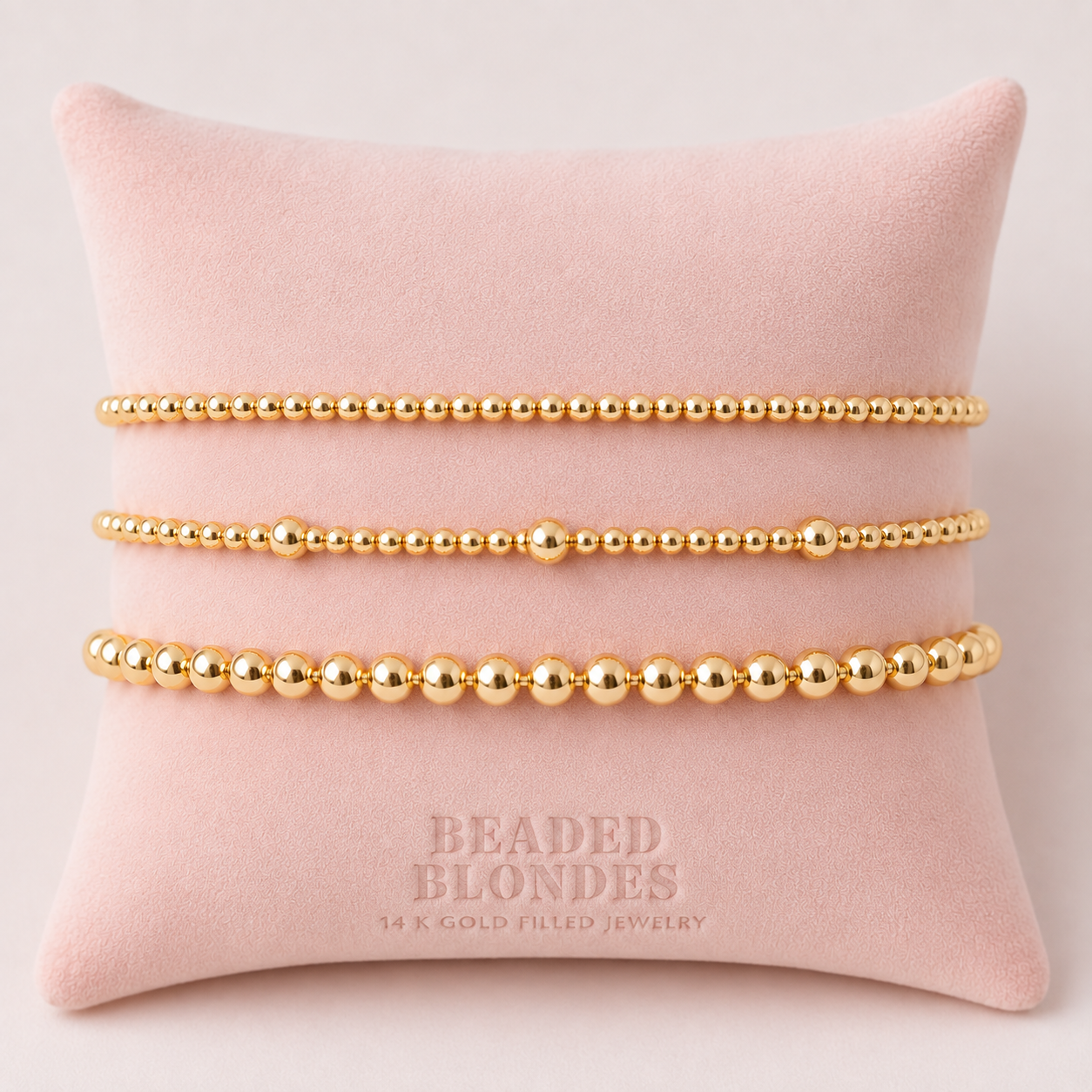 Olive + 3MM + 5MM Bracelet Stack in Gold