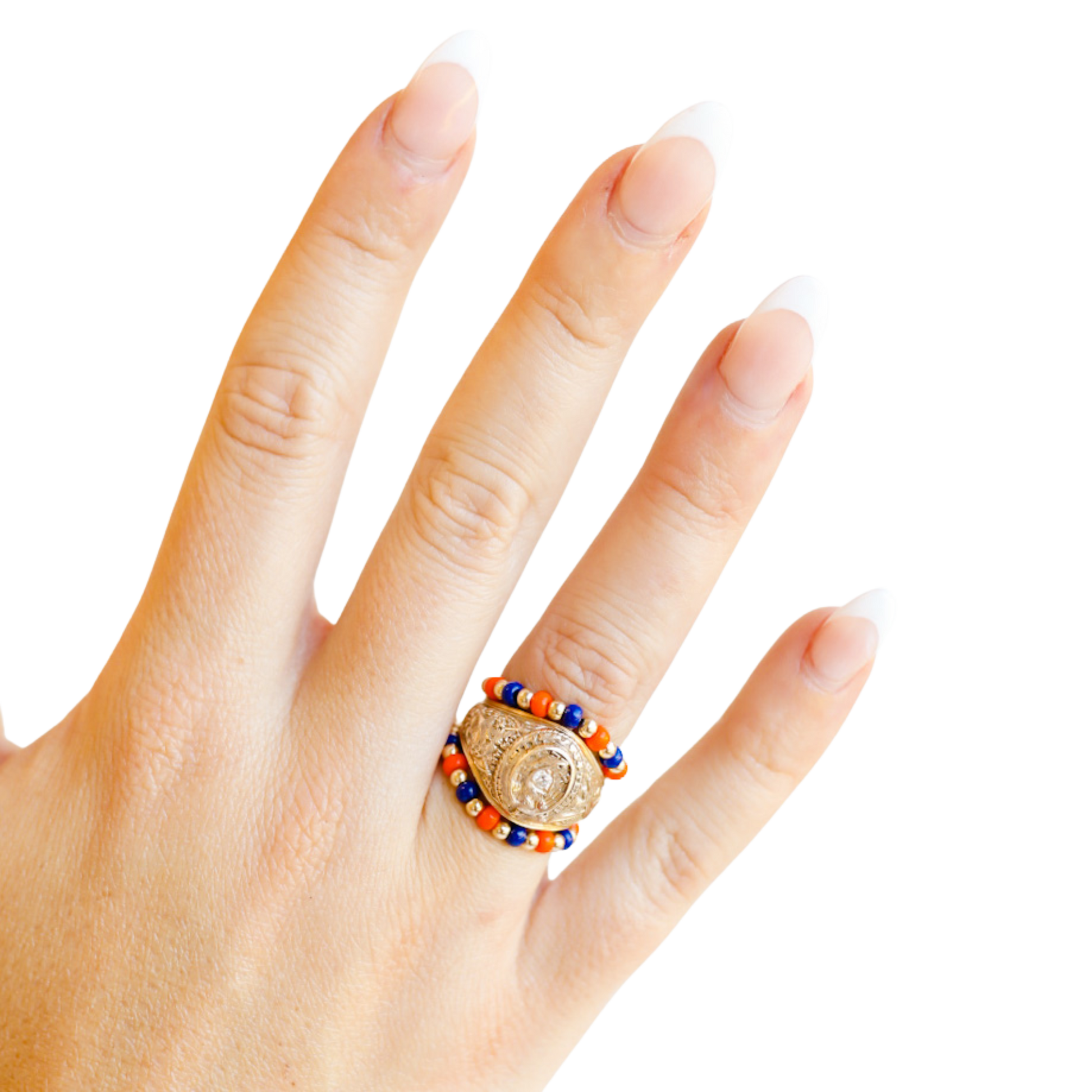 The Poppi Ring in Orange & Blue