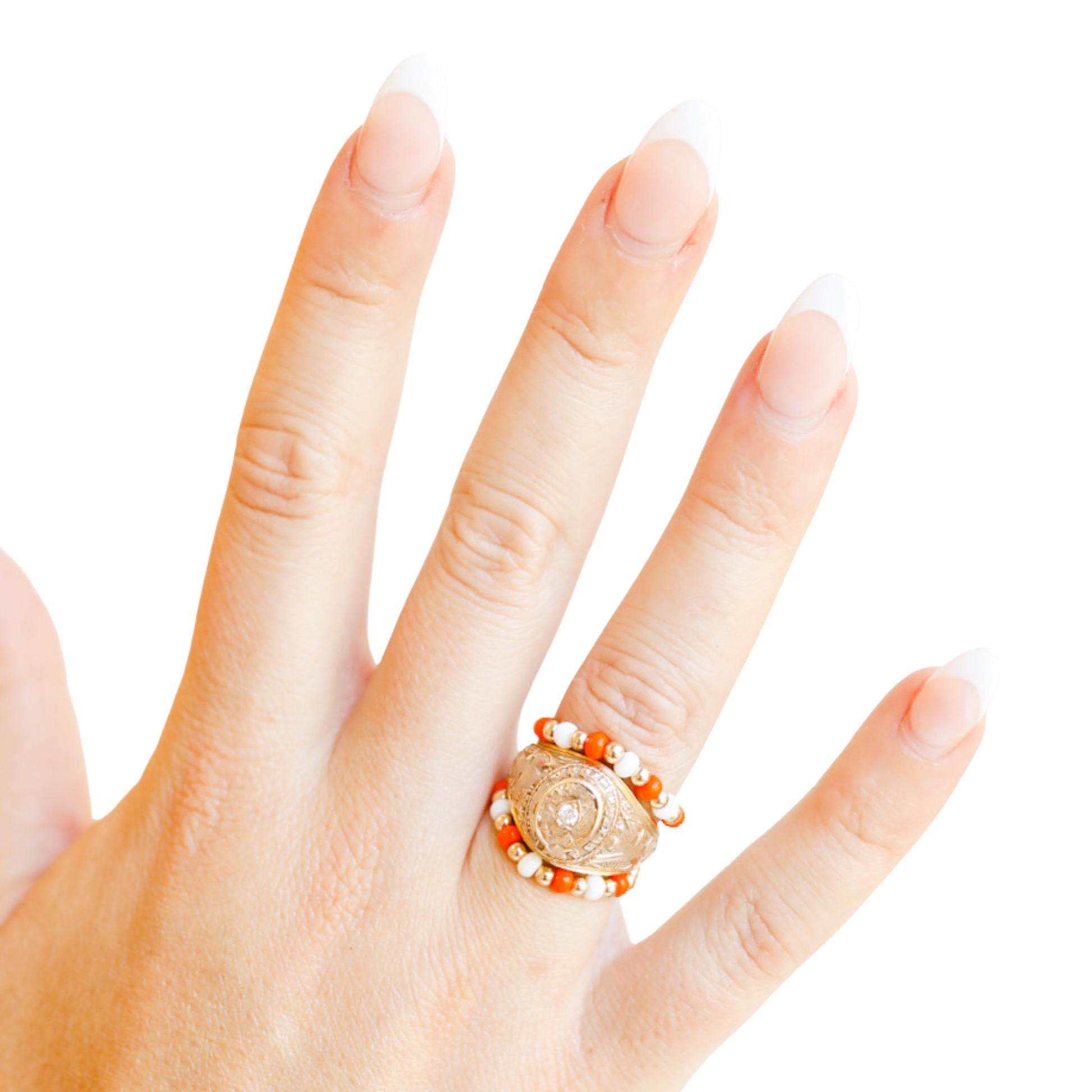 The Poppi Ring in Orange & White