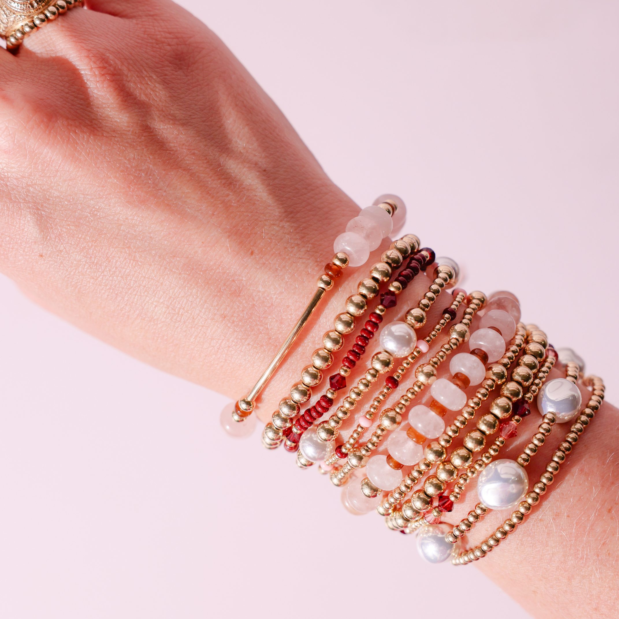 Eleanor Bracelet in Burgundy + June in Gold (Stack of 2)