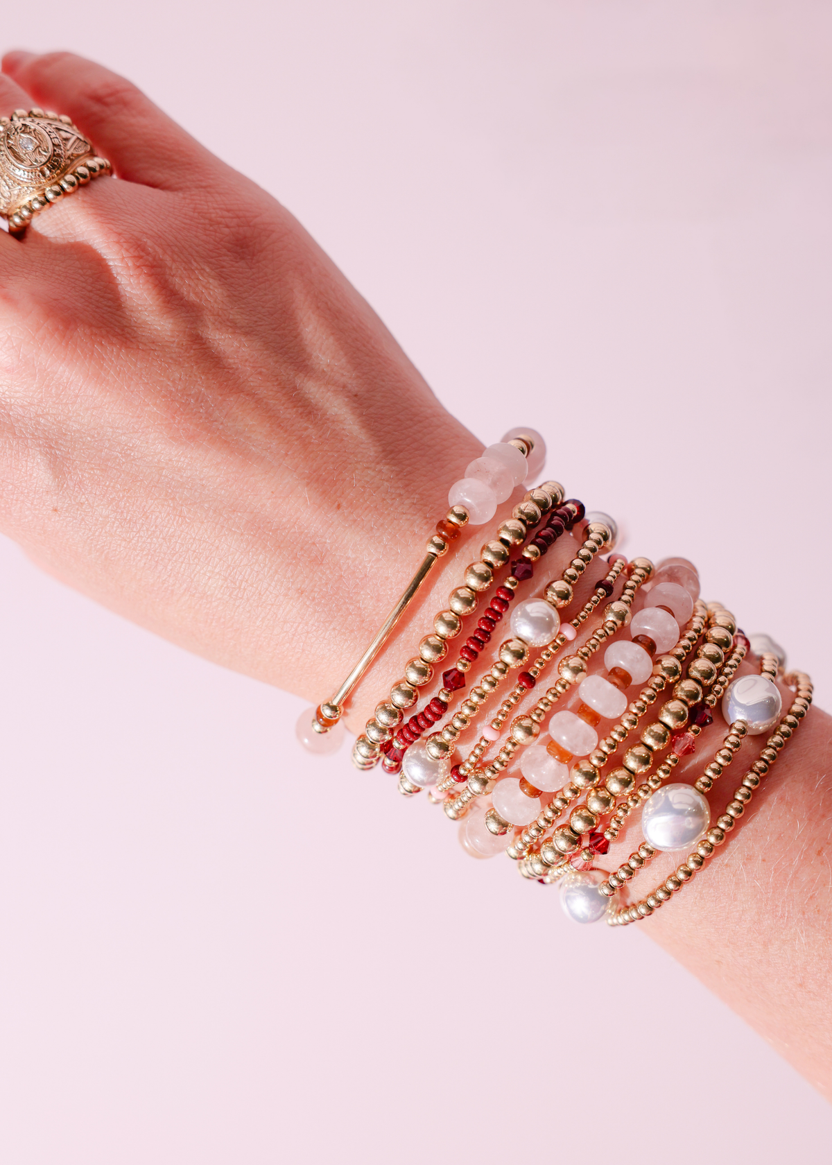 Eleanor Bracelet in Burgundy + June in Gold (Stack of 2)