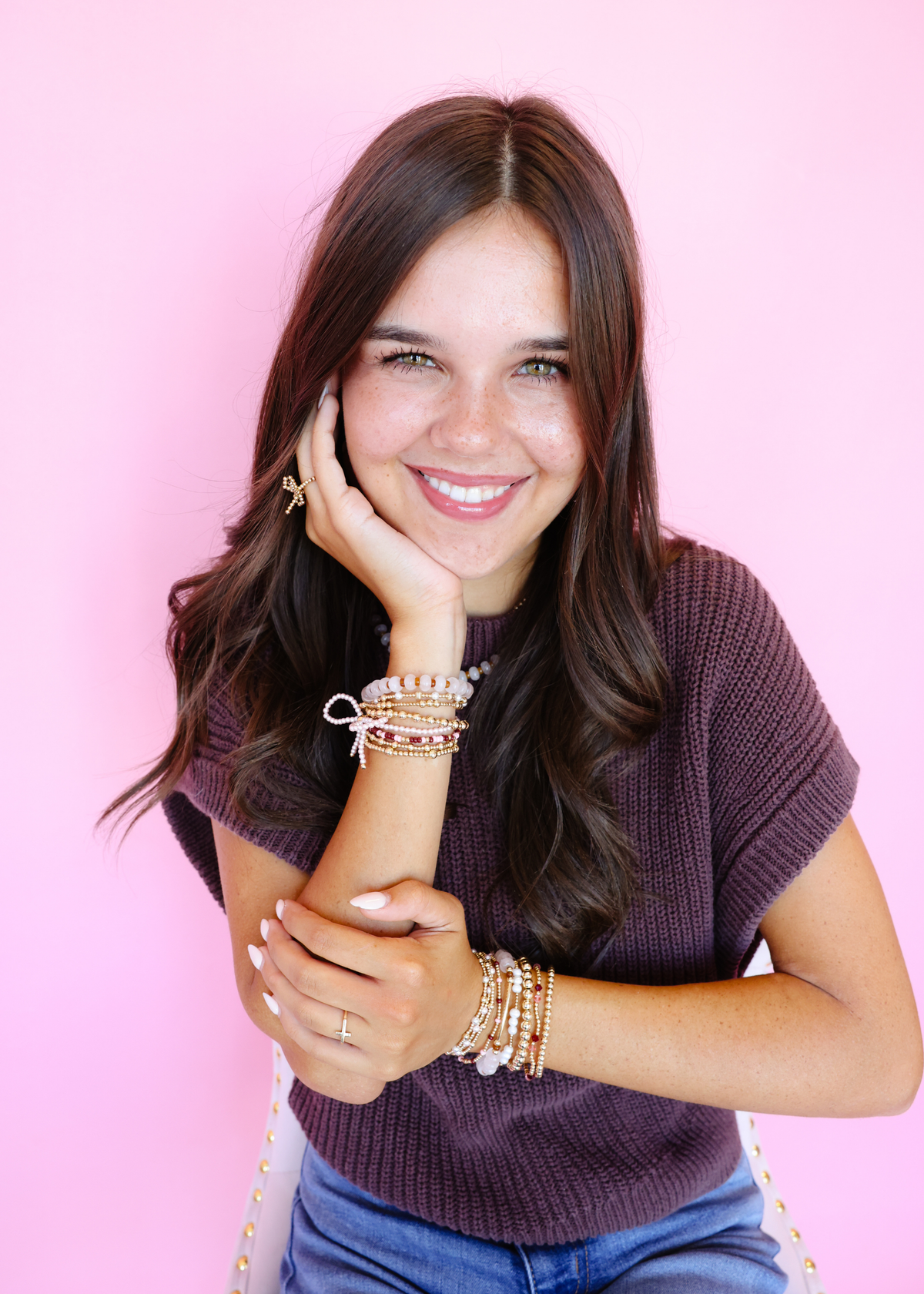 Charlotte Bracelet in Blush and Burgundy
