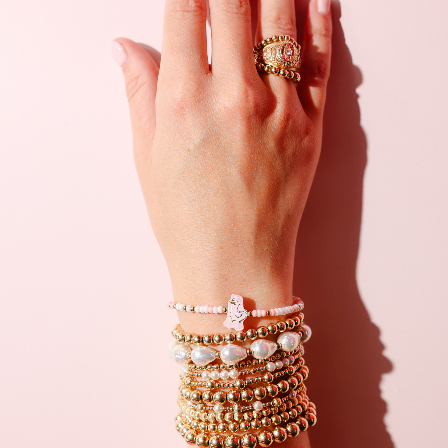 Pink Mama Goose Bracelet on Color