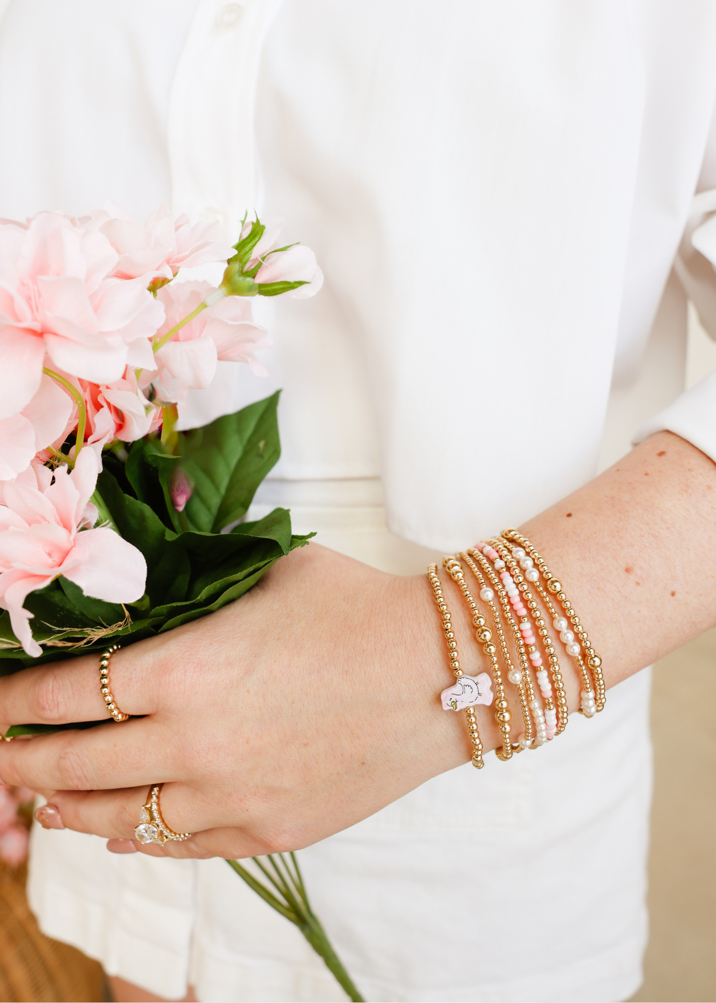 Light Pink & Luster White Sprinkle Bracelet