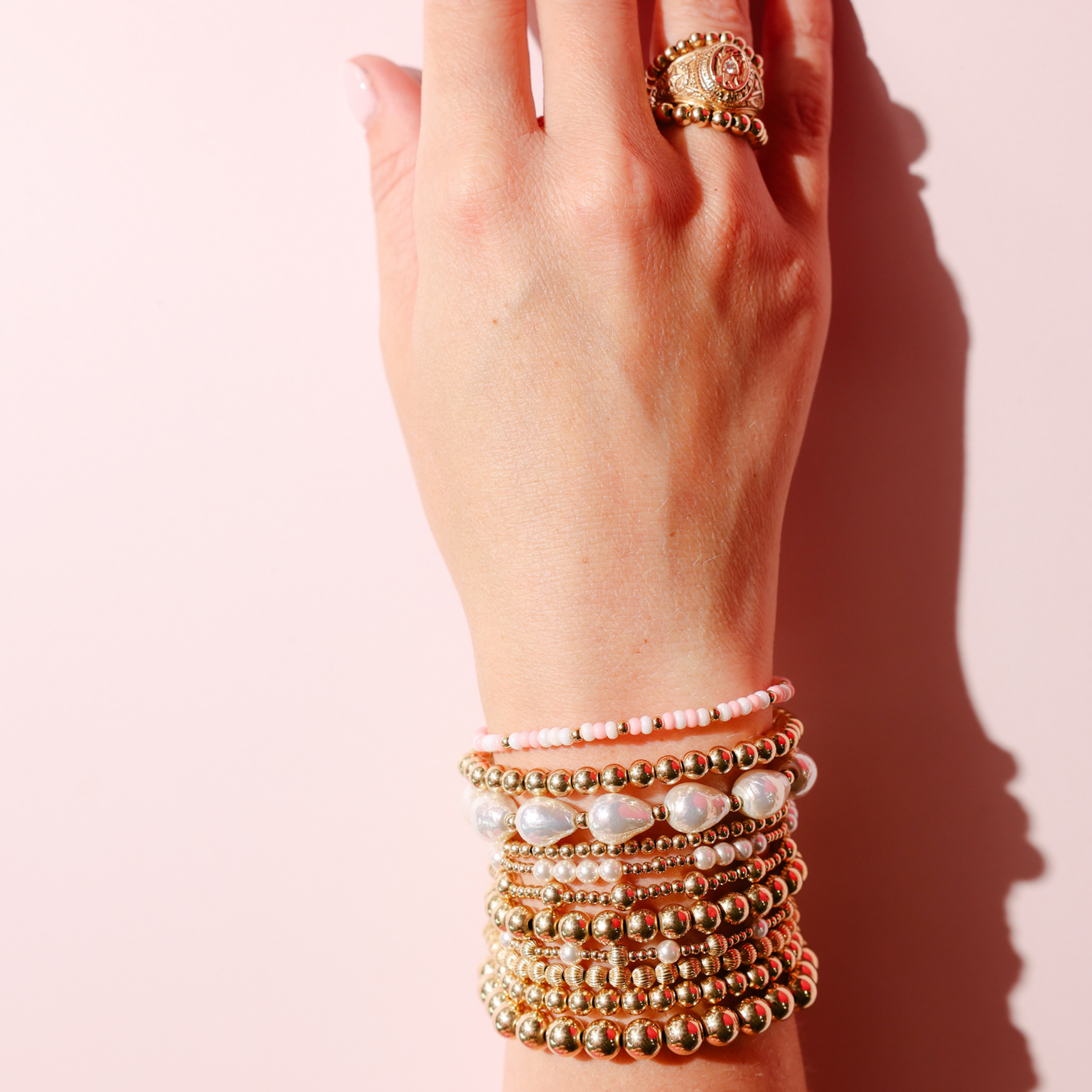 Light Pink & Luster White Sprinkle Bracelet