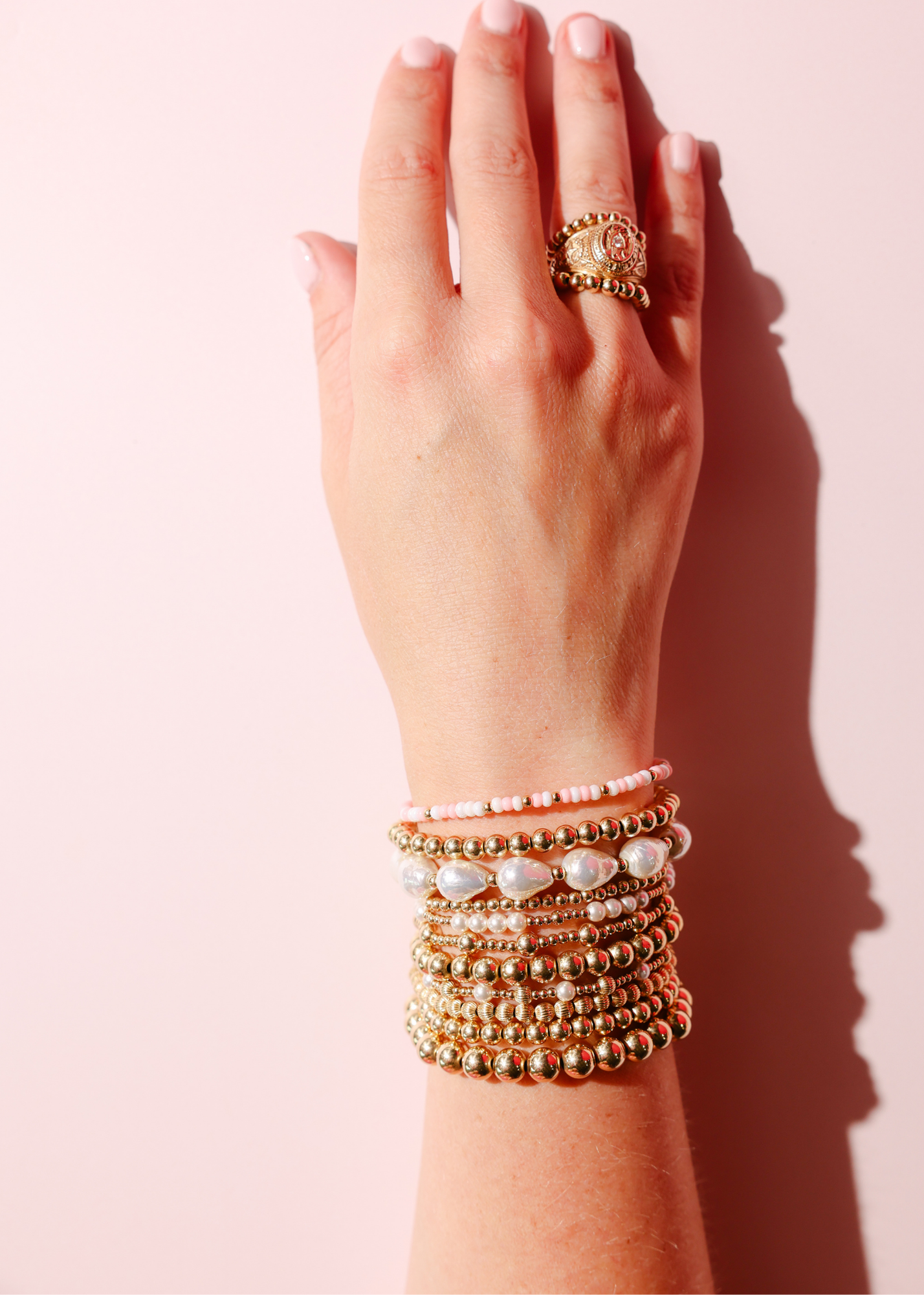 Light Pink & Luster White Sprinkle Bracelet