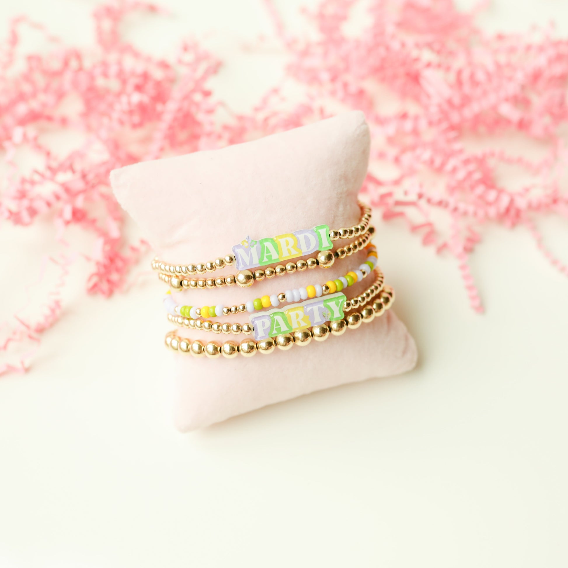 Mardi Party BB Bead Bracelet Stack of 2