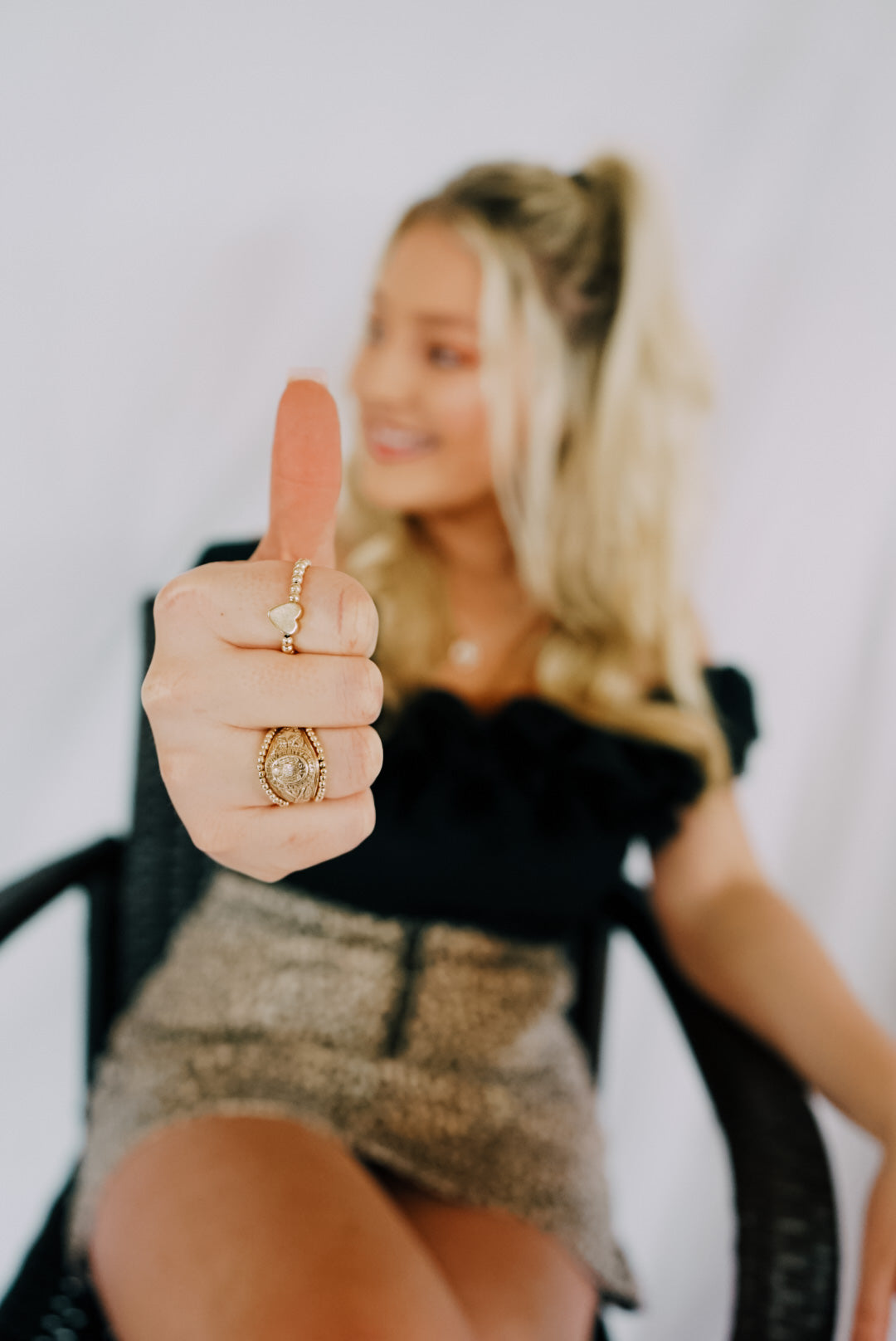 Lexi 2MM Beaded Band Rings in Gold (set of 2)