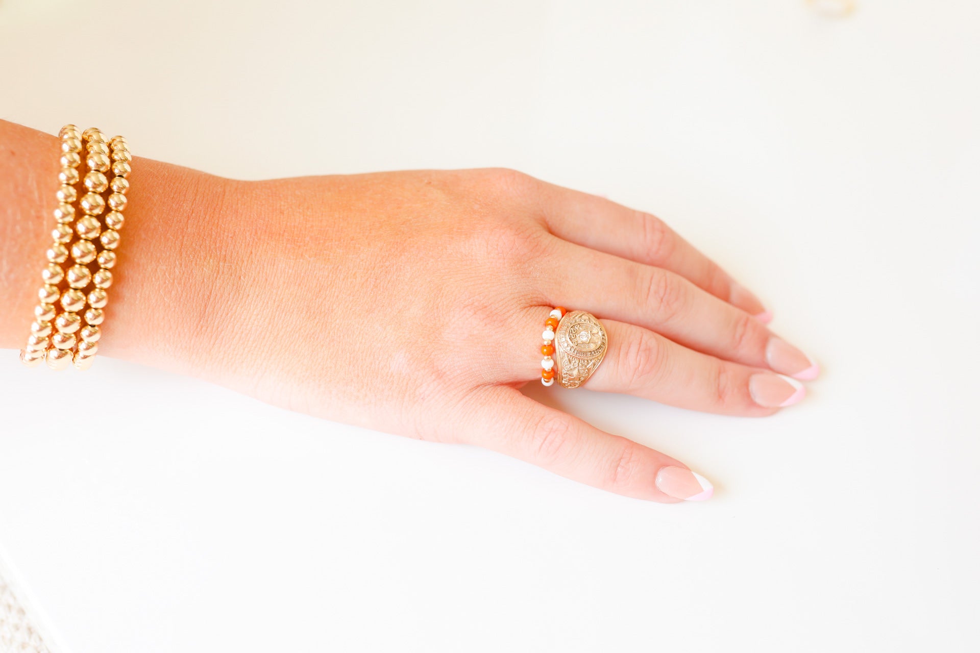 The Poppi Ring in Orange & White