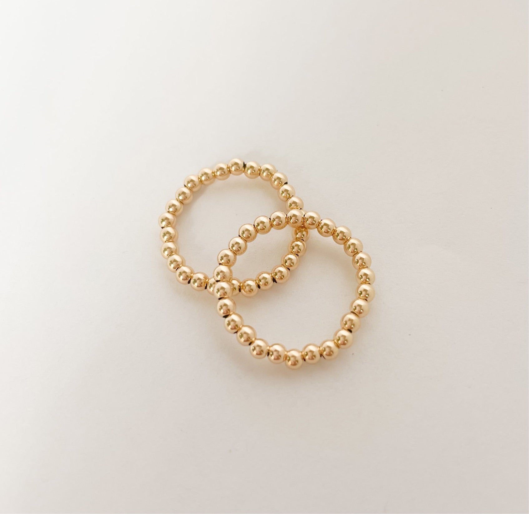 Ella 2.5MM Beaded Band Rings in Gold (set of 2)