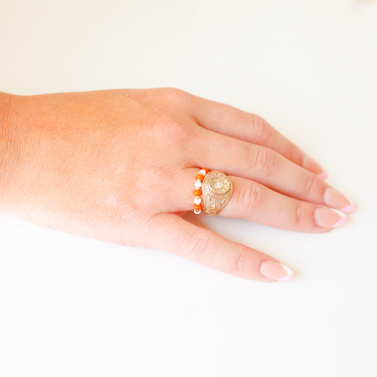 The Poppi Ring in Orange & White