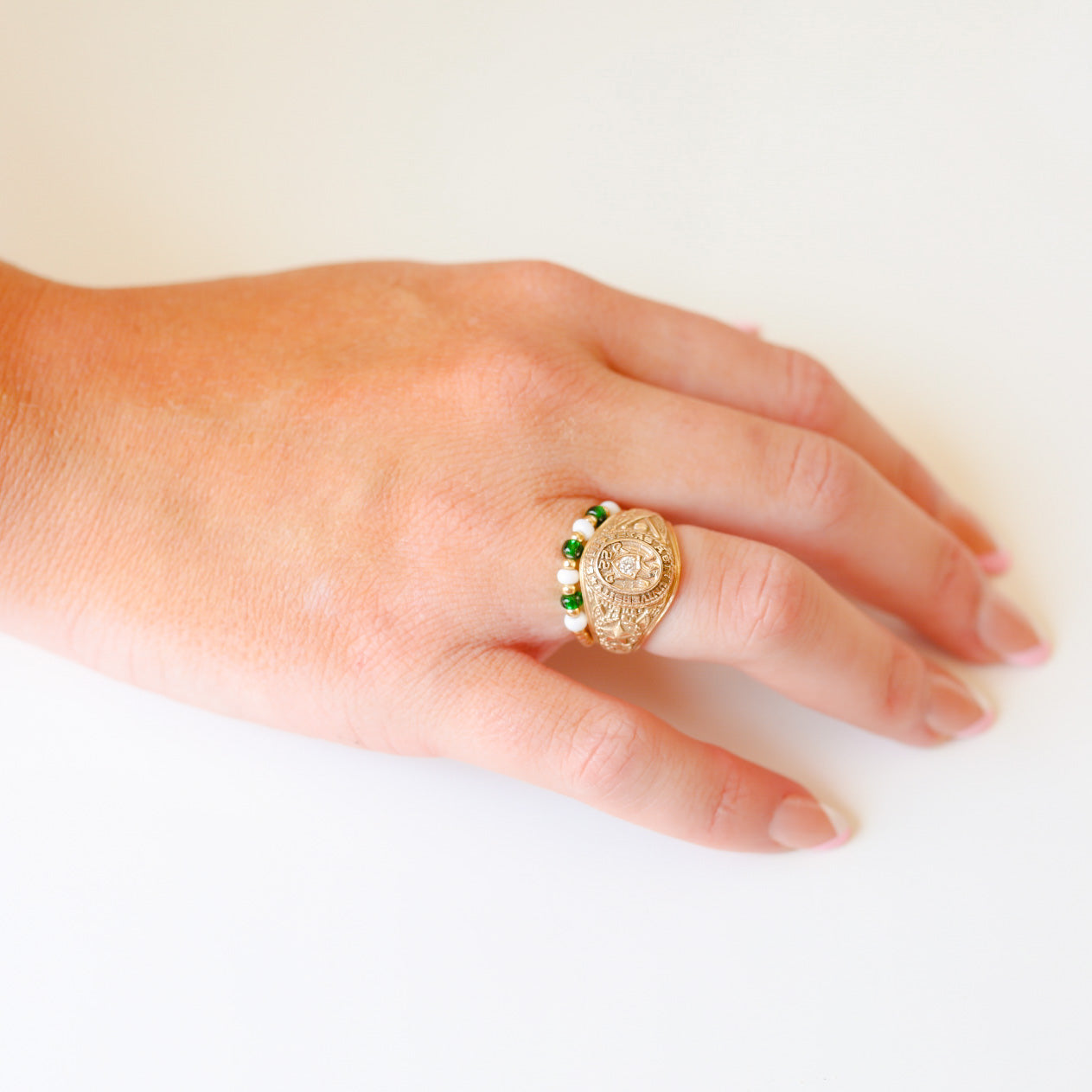 The Poppi Ring in Green & White