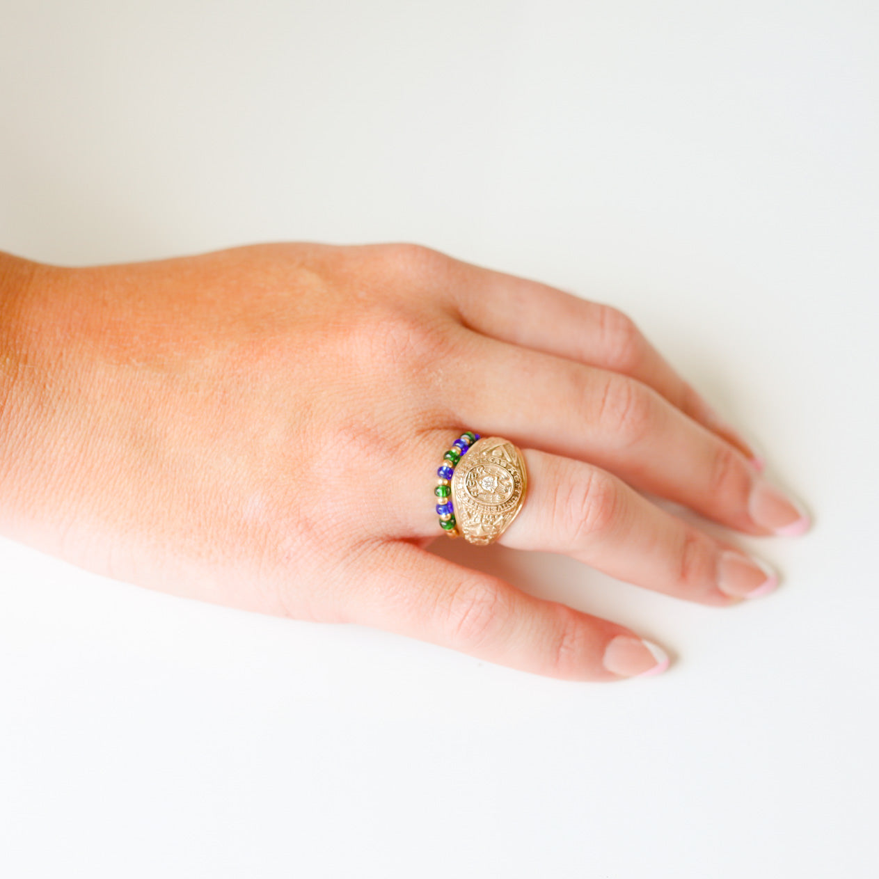 The Poppi Ring in Green & Blue